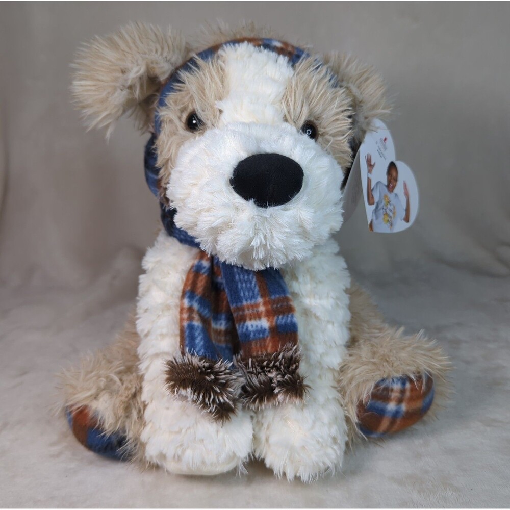 Gentle Treasures Stuffed Plush Tan Bentley Puppy Dog Ear Muffs/Scarf St Jude NWT